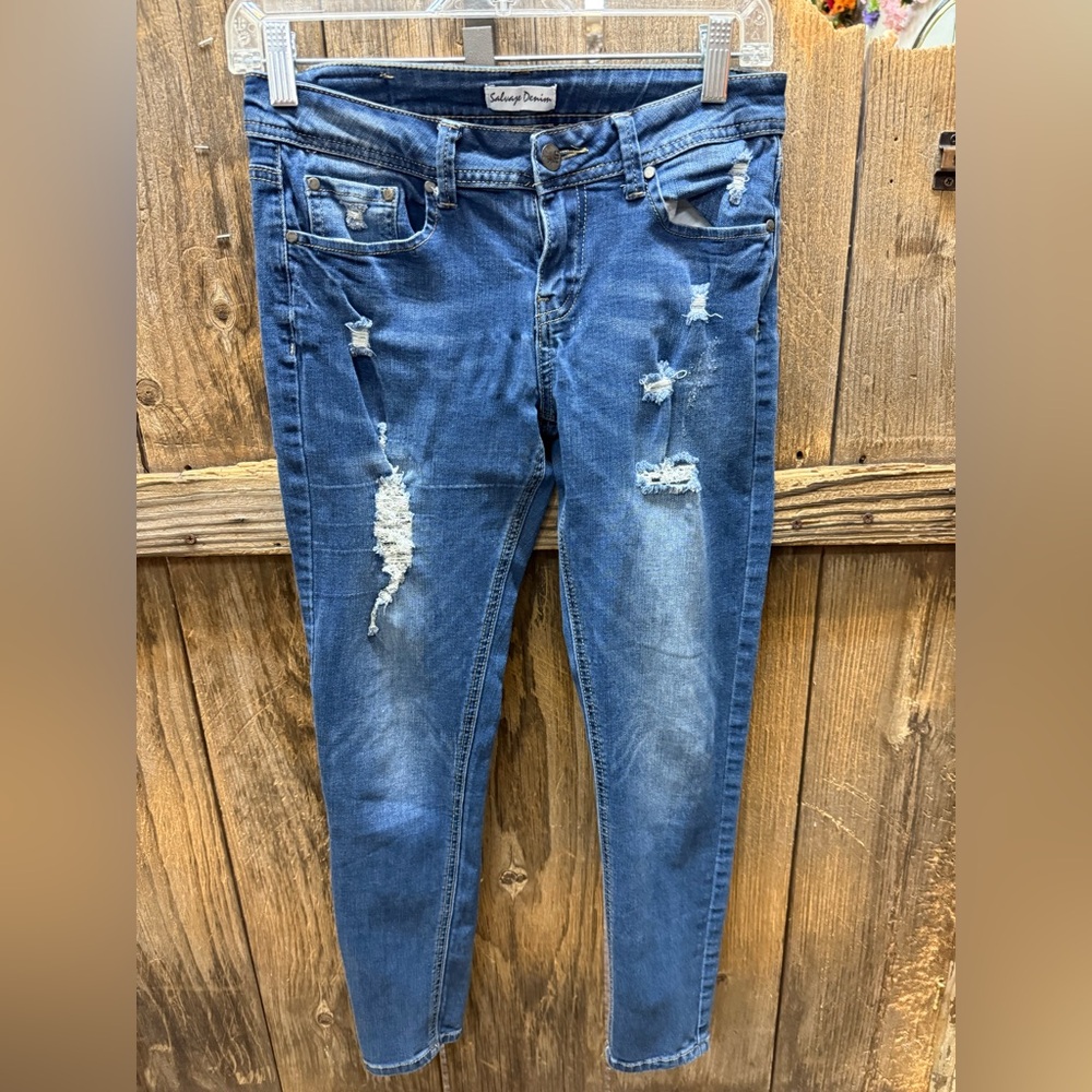 Distressed Blue Jeans